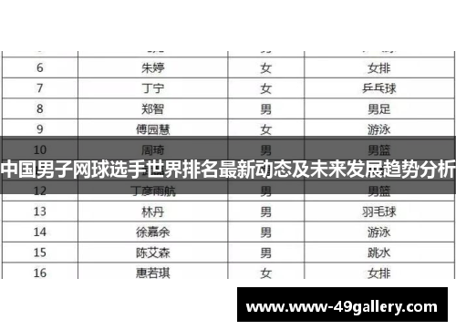 中国男子网球选手世界排名最新动态及未来发展趋势分析